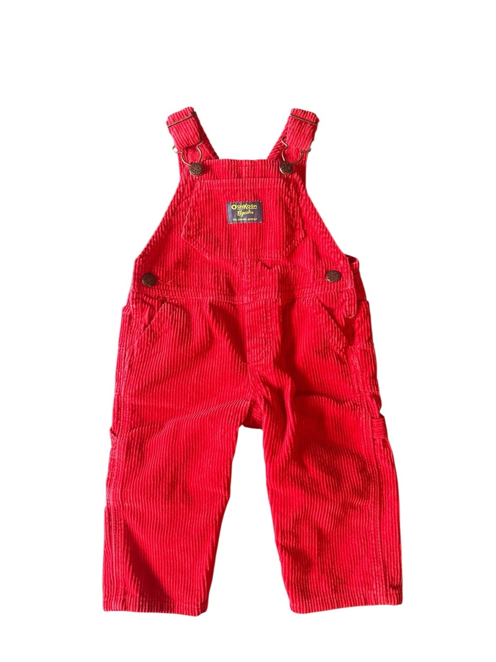 OshKosh B'gosh Bright Red Corduroy Kids Overalls 9 Months